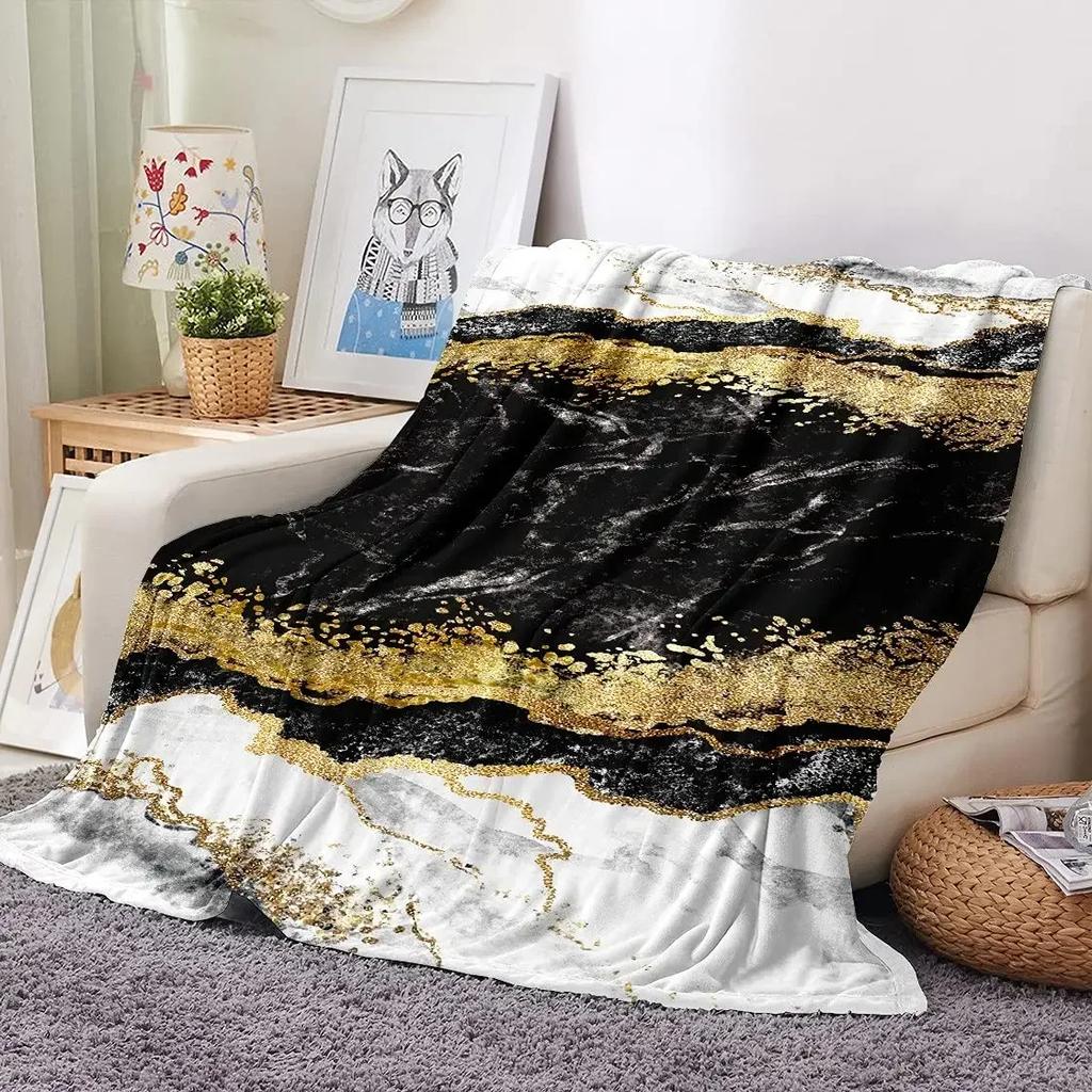 Marble Blanket Marbling Plush Nap Blanket Soft Lightweight Fluffy Flannel Fleece Throw Blanket for Sofa Couch Bed Camping Travel