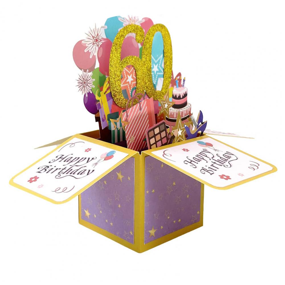 Pop Up Anniversary Card 16 18 20 40 50 60 Number Figure Greeting Card 3D Design Glitter Gift Giving Paper Box Birthday Card