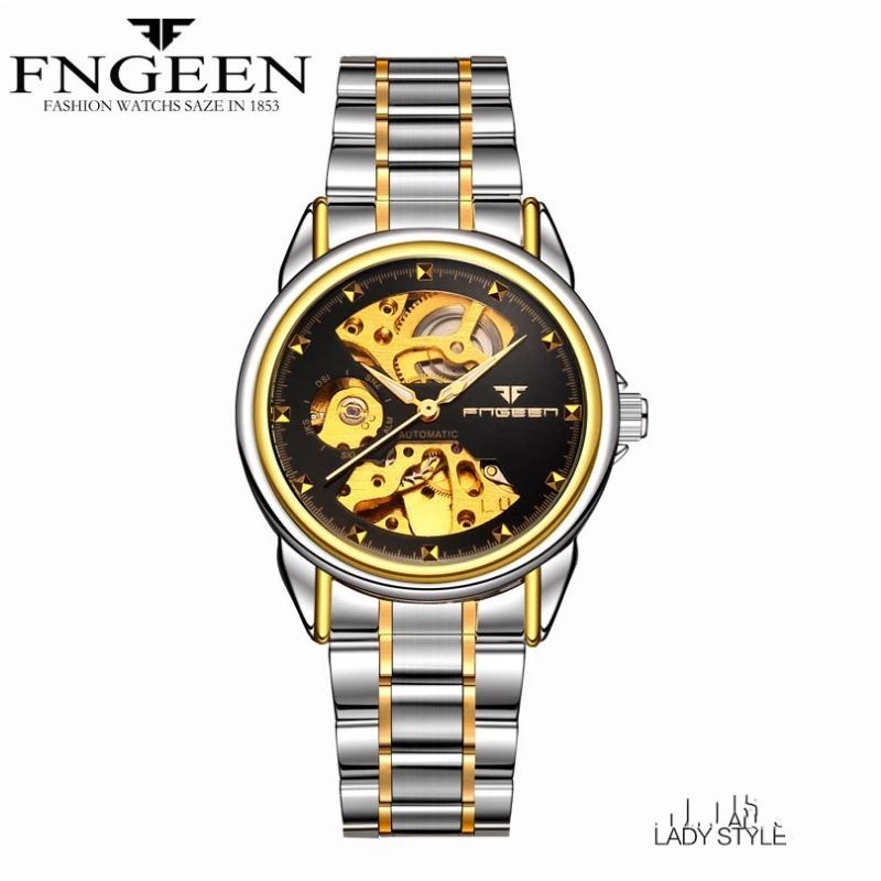 

Top brand mechanical watch Korean business double-sided hollow men s watch waterproof mechanical gift watch