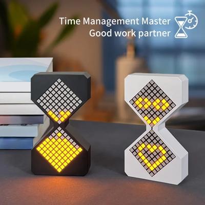 Creative 3D Hourglass LED Night Light with Electronic Timer Type-C Rechargeable Ambient Light for Bedroom Home Office Desk Decor