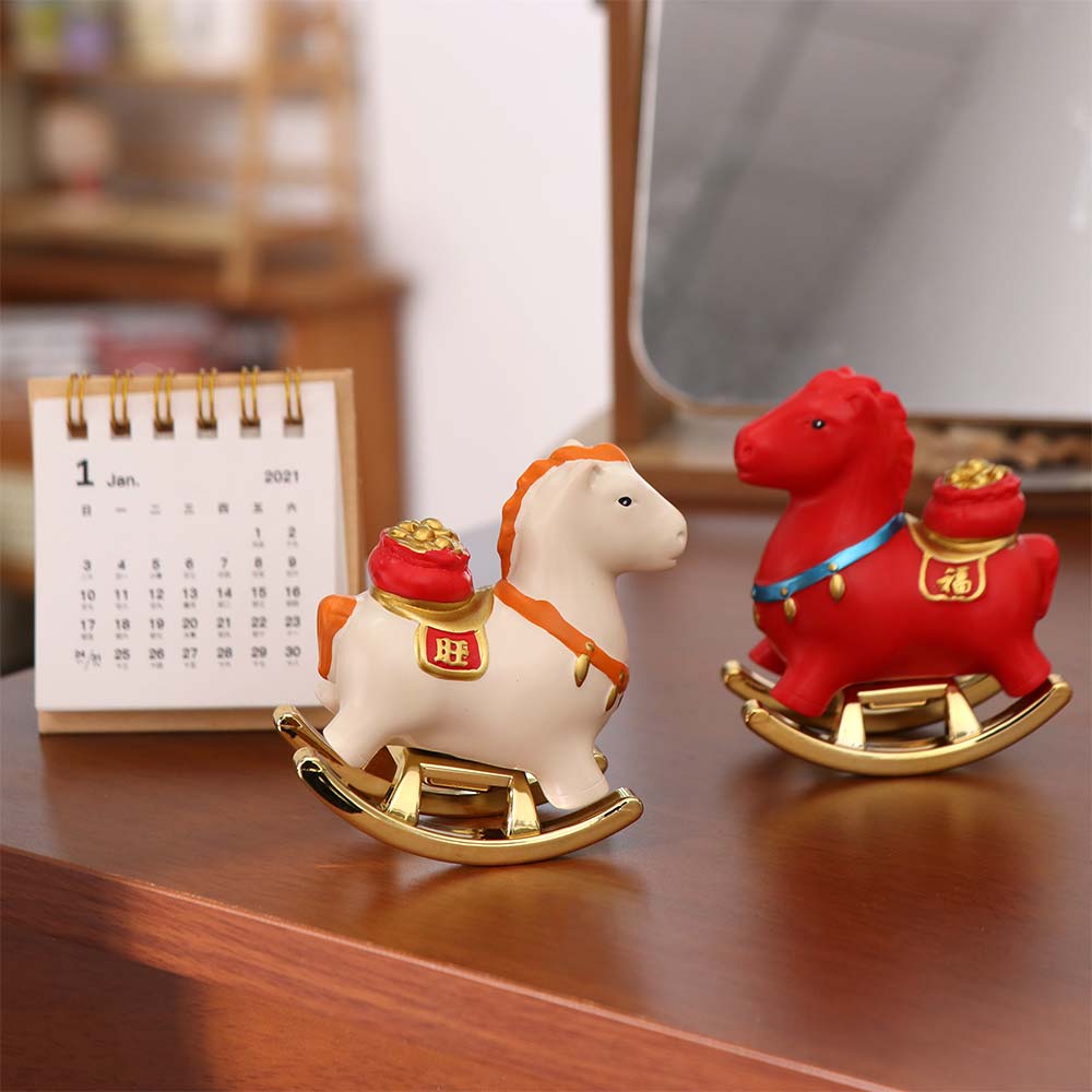 Resin Year of The Horse Zodiac Ornament Mini Horse Mascot Statue Pony Sculpture  Study