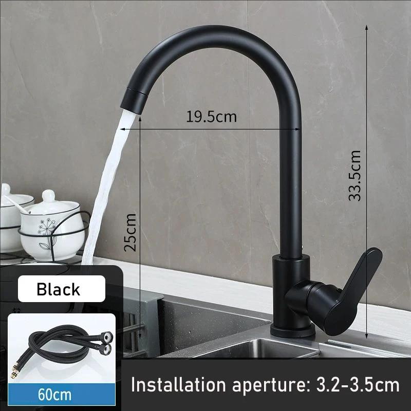 Black Kitchen Faucet Single Handle Hot and Cold Water Kitchen Sink Taps Basin Mixer with 360° Rotating Adapter Gray