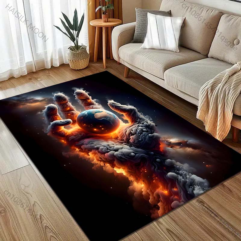 

Creative Pattern of Holding Planet Carpet for Bedroom Living Room Bedside Sofa Floor Mat Modern Home Decor Area Rug for Gifts 40x60cm (16x24in)