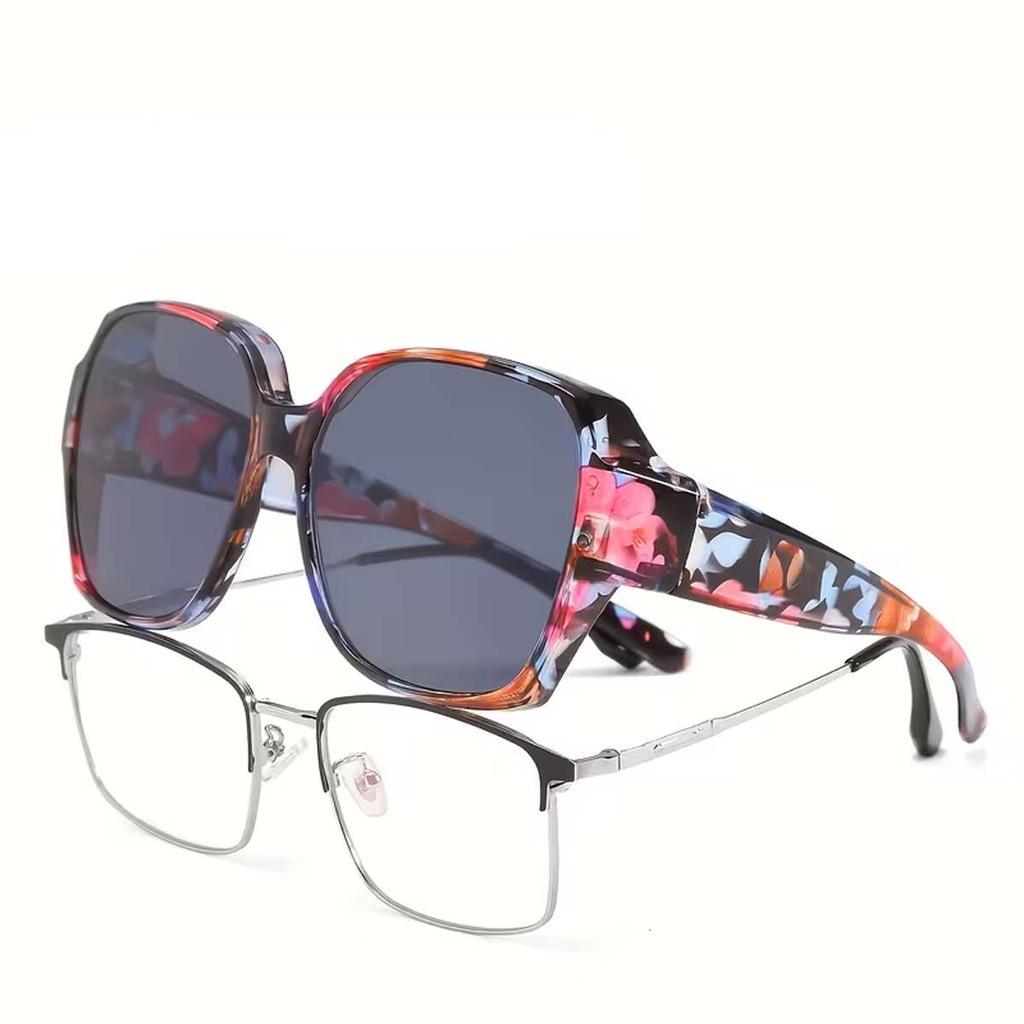 1 Par de Óculos de Sol Para Usar Sobre Óculos Polarizados para Homens Mulheres, Óculos Envolventes Proteção UV400 para Dirigir e Atividades ao Ar Livre T01