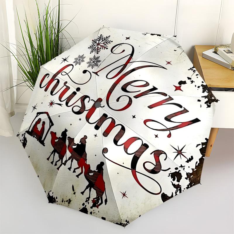 

1pc Christmas Decorations Automatic Opening and Closing Folding Umbrella with 8 Iron Ribs - Portable, Foldable for Travel yy251124083