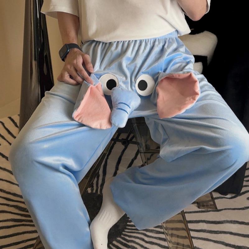 

Funny Elephant Nose Couple Pajamas: Cozy Men s and Women s Pants for Autumn & Winter 4XL