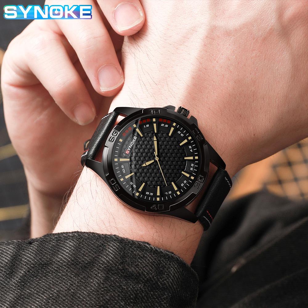 SYNOKE Retro Men's Quartz Watch, Alloy Case, Leather Strap - Fashion Sport Wristwatch, Ideal Student Gift