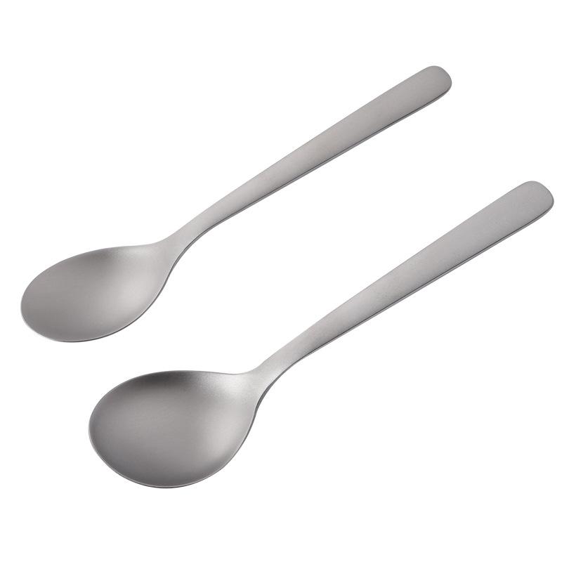 Pure Titanium Spoon Household Eating Spoon Fork Spoon Long Handle Stirring Spoon Western Food Spoon Portable Titanium Tableware Children's Spoon