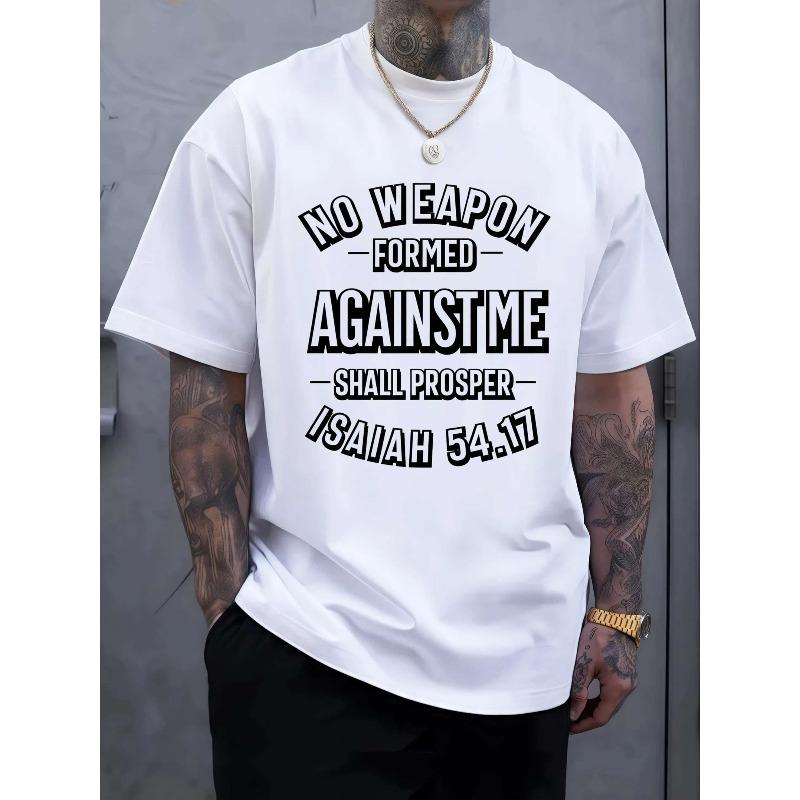 

[Oversized] No Matter Who Attacks Me, They Will Not Succeed Men s Christian T-shirt| Isaiah 54:17 Bible Verse T-Shirt- Men s Short Sleeve T-Shirt S белый