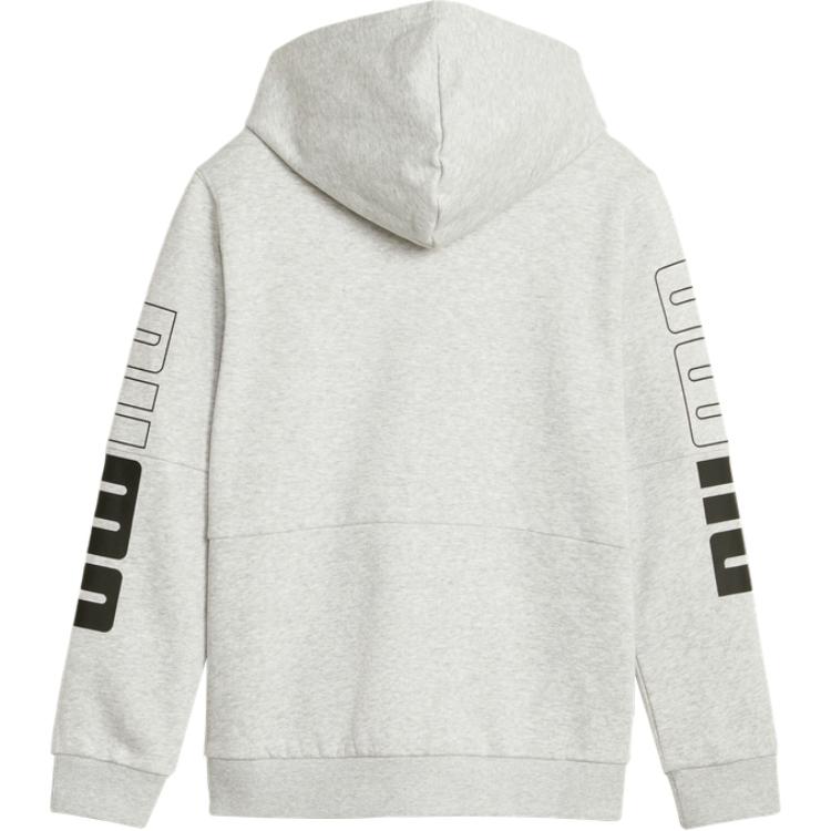 PUMA Sweatshirt Comfortable Casual Fleece Lined Hooded Zippers Long Sleeved Light Mixed Gray 676346-04