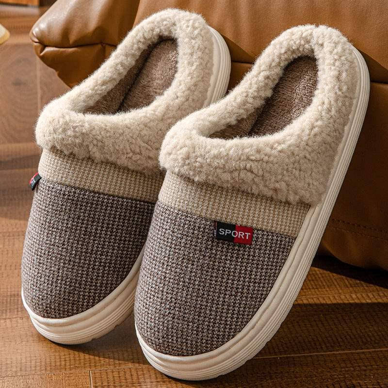 Pantoufles en coton peluche pour hommes et femmes - Hiver, Antidérapantes, Semelle épaisse, Fourrées, Chaussures d'intérieur chaudes