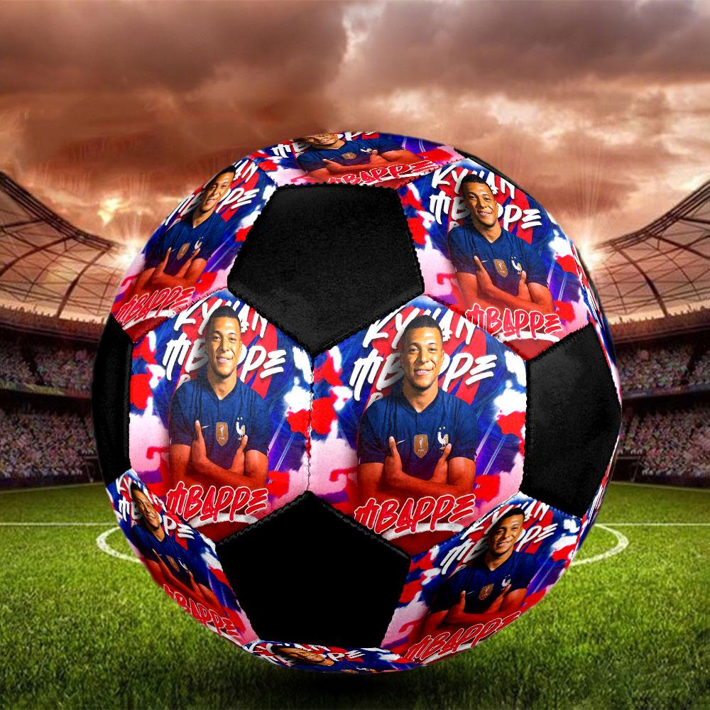 1PC Vintage Mbappé Moments Size 5 Soccer Ball PrahaIndoor Soccer Ball Colorful All Ages Machine Stitched PVC Competition Ready Durable High-Bounce
