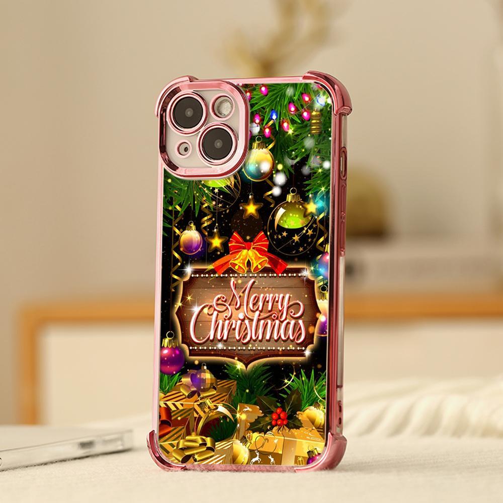 Ae113 Merry Christmas Art Santa Design Art Electroplated TPU Phone Cases for SamsungA54 A12 A14 S22 S23 S24 Ultra A55 A15 Four Corner Protection Cover