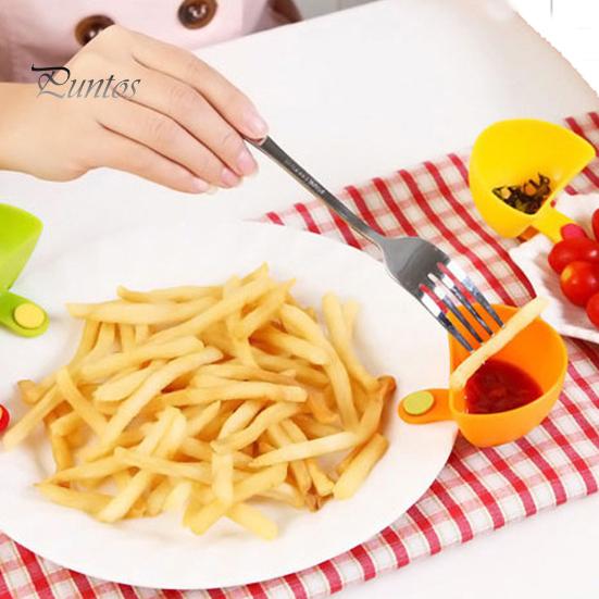 4Pcs Dip Clip Set for Bowls Plates Food-Grade Sauce Dish Dishwasher Safe Portable Seasoning Box for Spice Tomato Sauce Salt Veggie Vinegar Ketchup