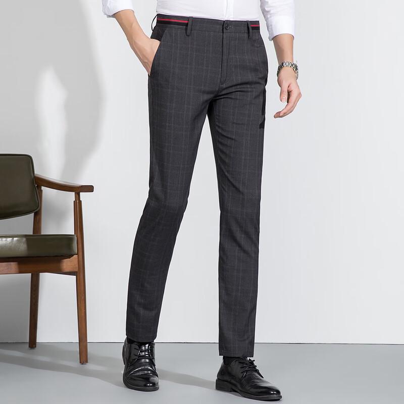 MONTAGUT Elegant Striped Casual Trousers with Splicing Detail