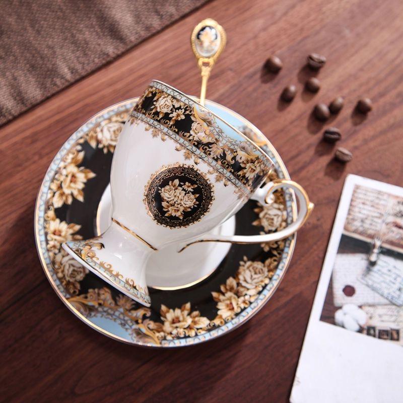 British Royal Bone China Coffee Cup and Saucer Set, Luxury Tea Cup Set for Espresso, Latte & Afternoon Tea