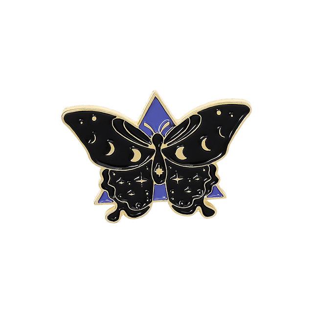 Happy Moth & Butterfly Best Friends Brooch Set - Trendy Denim Bag Accessories