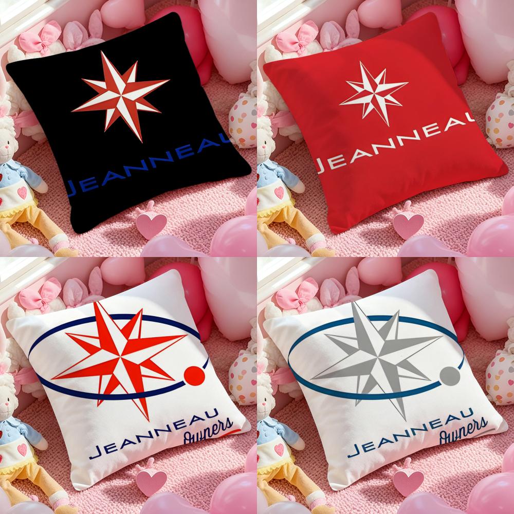 J-JEANNEAU logo Cushion Cover Pattern Printed Pillowcase for Living Room Sofa Cushion Cover & Bedroom Decor