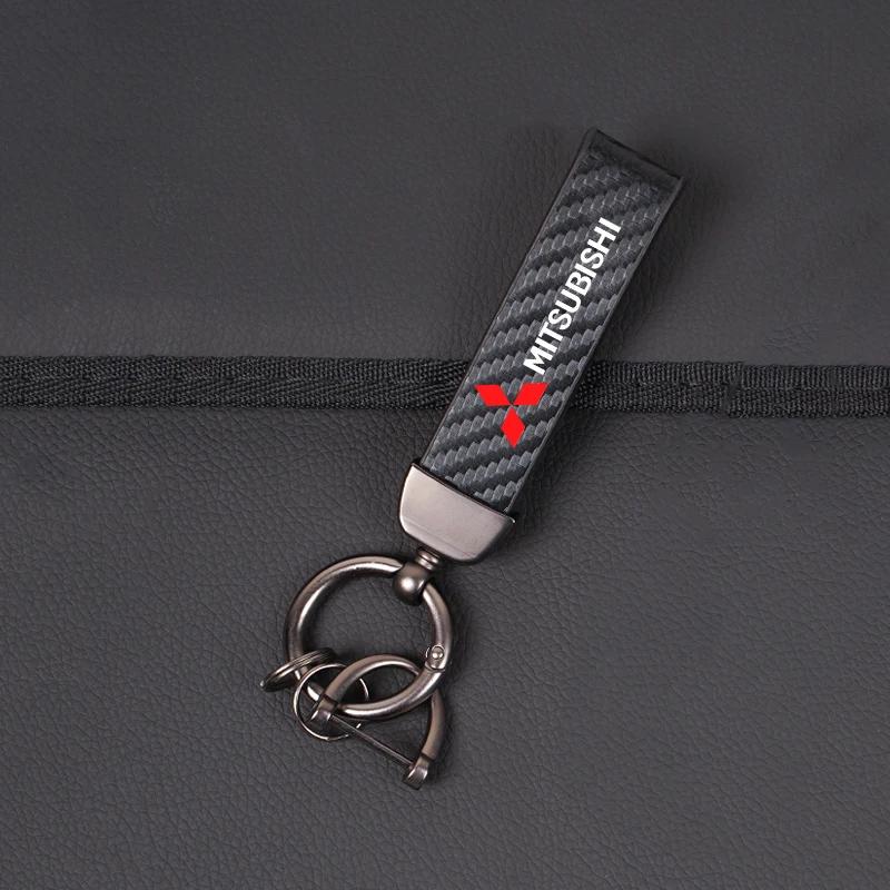 for Car Exquisite Carbon Fiber Keychain Auto Styling Custom Key Ring Mitsubishi Colt I200 Outlander Pajero Lancer Triton Jinxuan
