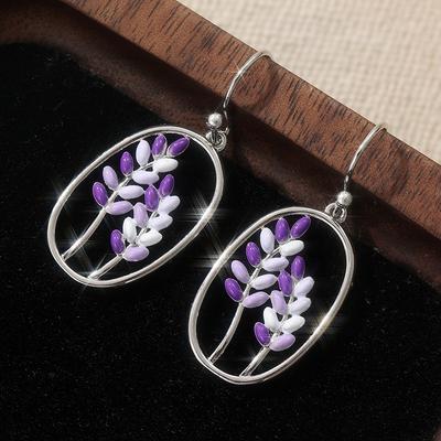 Lovely Purple Bohemian Floral Drop Dangle Earrings for Women's Elegant Daily Jewelry Accessories Perfect Birthday Gifts