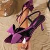 Fashion Fashion Bow Decoration High Heeled Sandals Women Comfort Open Toe Back Strap Design Slide Sandal Pointed Toe Wedding Bridal Shoe