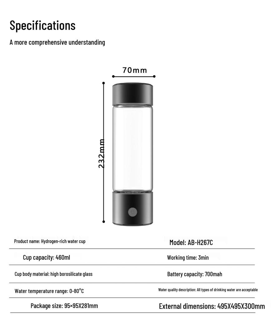 Dual-Use Hydrogen-Rich Electrolyzed Water Bottle - Large Capacity