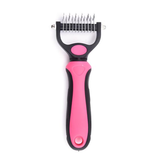 Pet Grooming Rake Double Sided Stainless Steel Blades Cat Deshedding Tool Pet Undercoat Rake for Dogs Cats Shedding Control Dematting