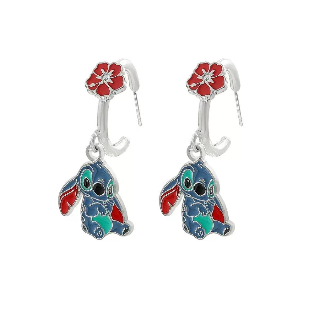 New 925 Silver Stitch Donald Duck Minnie Earrings With Zirconia Fashion High Quality Jewelry for Women Girls