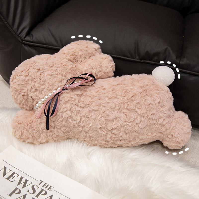 Cute Pearl Rabbit Pillow Plush Toy Rabbit Doll Girl Sleeping on Sofa Pillow Ornament Doll Gift