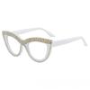 Men Anti Blue Light Far Sight Eyeglasses Cat Eye Diamond Studded Reading Glasses Women Presbyopia Glasses
