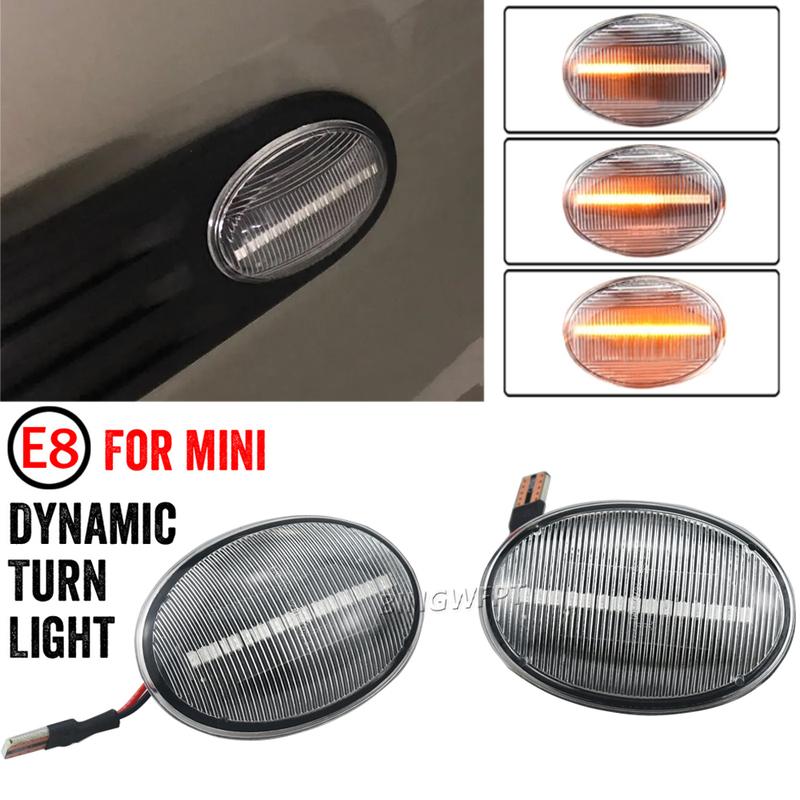 2 X For MINI Cooper R55 R56 R57 R58 R59 07 - 13 LED Dynamic Side Marker Turn Signal Light Sequential Blinker Light CL-R56-LSM-SM