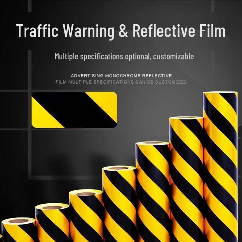 Black & Yellow Diagonal Reflective Warning Tape