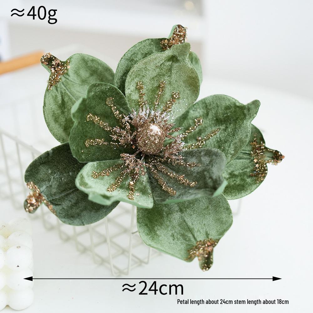 Artificial Magnolia Christmas Tree Ornaments - High-grade Fabric Flowers for Festive Decorations
