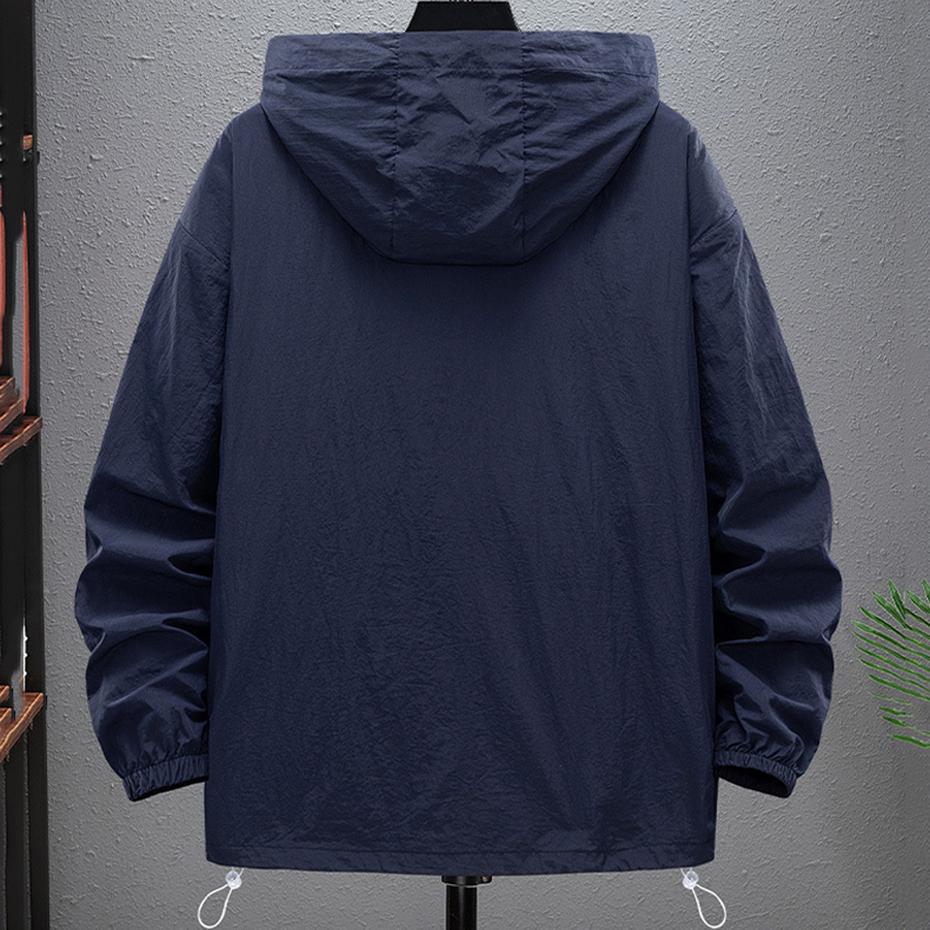 Plus Size Summer Men Jackets Sun Protection Skin Coats Ultra-Light Hooded Jackets Big Size Men Windbreaker