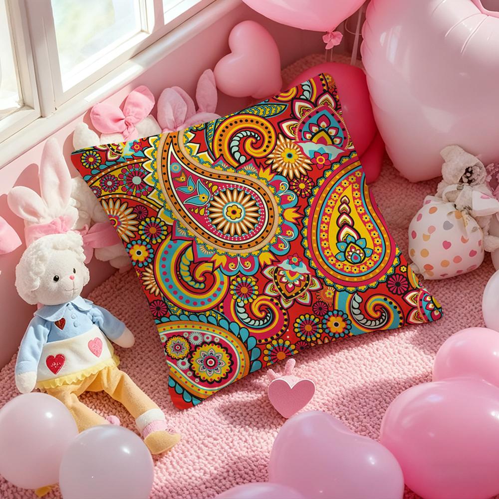 Painted Design P-PaisleyS Cushion Cover Pattern Printed Pillowcase for Living Room Sofa Cushion Cover & Bedroom Decor