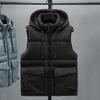 Stylowe Męskie Bawełniane Kamizelki Casualowe Pasujące do Wszystkiego Bez Rękawów Grube Ciepłe z Kapturem Bezrękawnik