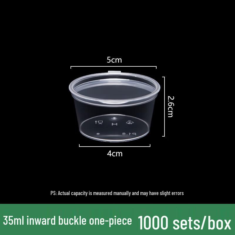 Disposable 35mL Sauce Cups with Attached Lids