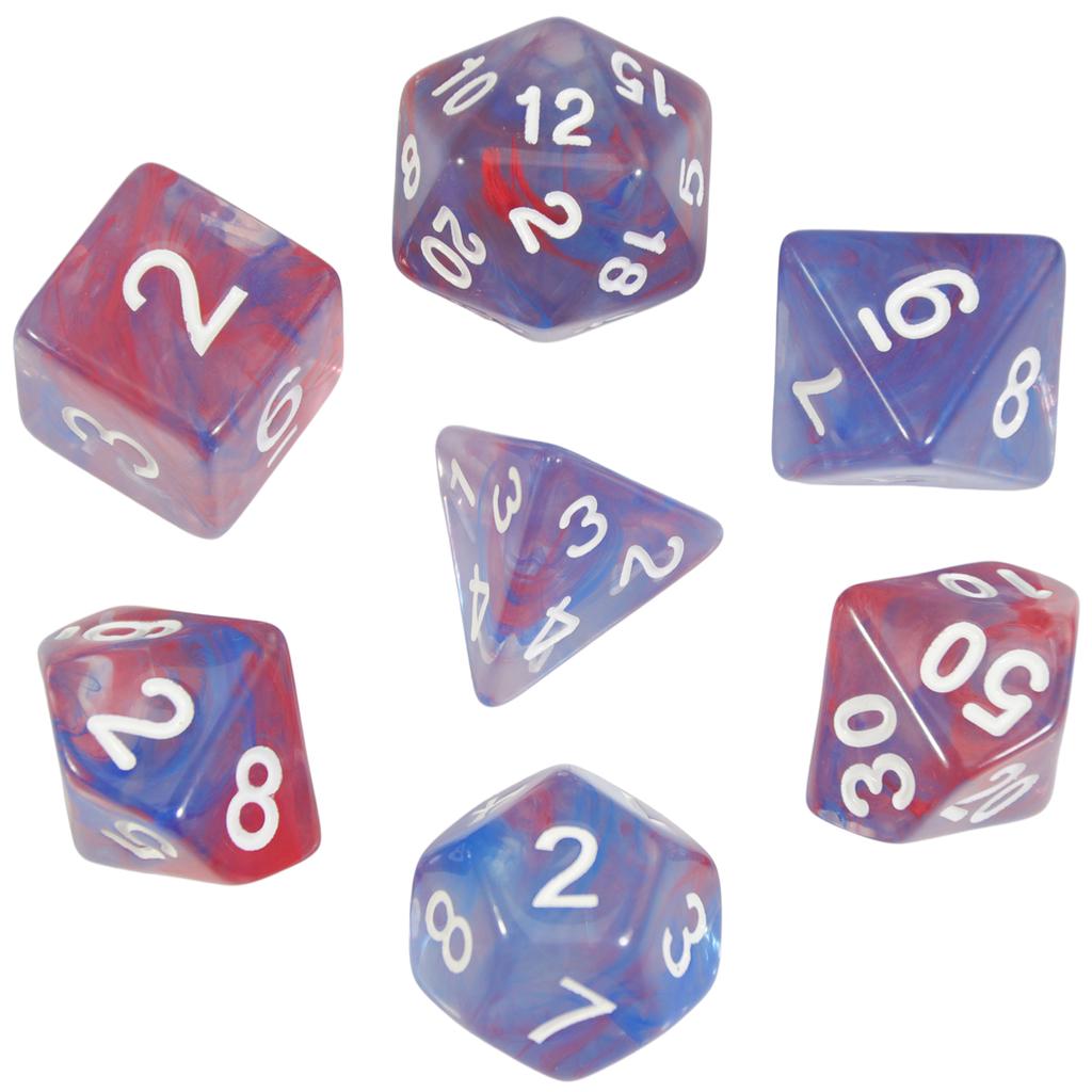 DND Dice Set with Mixed Color Fog Effect, 7pcs Polyhedral Dice for Board Games, DND TRPG Gaming Accessories, Perfect for Role-Playing Games
