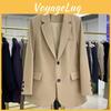 Autumn Blazer Jacket Fashion New Women Casual Pockets Long Sleeve Jacket Work Suit Coat Office Lady Solid Slim Black Blazers
