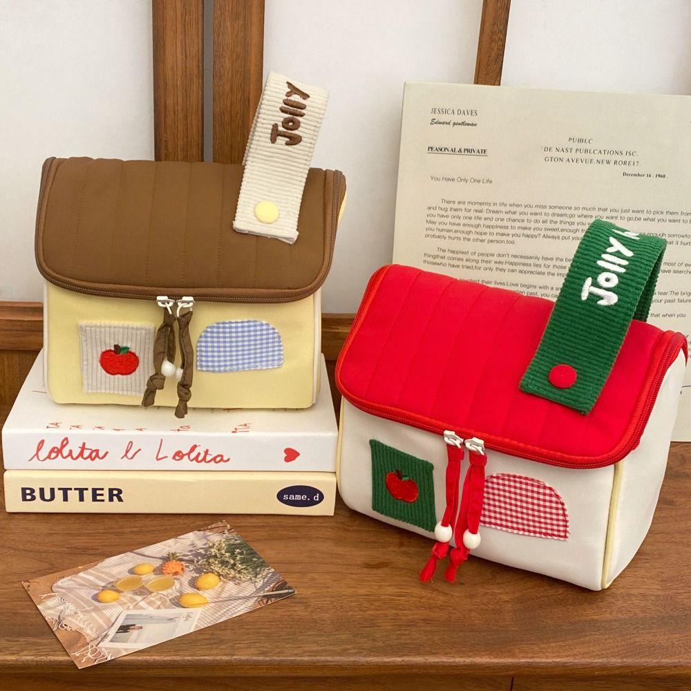 

Nylon House Shape Cosmetic Bag Waterproof Skincare Storage Bag Wash Bag Handheld Makeup Bag Girls Style 1