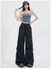 Autumn 2025 Women's High Waist Parachute Cargo Pants - Loose, Convertible, Wide Leg Windbreaker Design