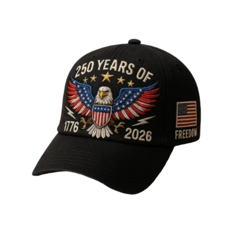 

250th Anniversary Celebration Hat - Adjustable and Stripes Print Patriotic Baseball Cap for Men and Women чёрный