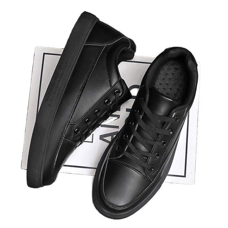 Casual leather shoes summer black kitchen chef board shoes breathable large size sneakers