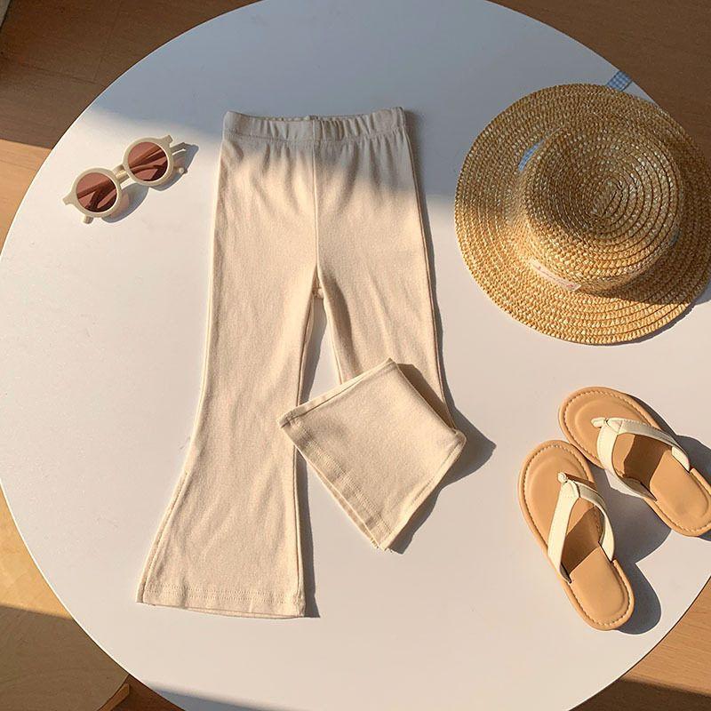 Children's Clothing Girls' Pants 2025 Spring and Autumn New Versatile Casual Slit Flared Pants for Young Children Solid Color Long Pants