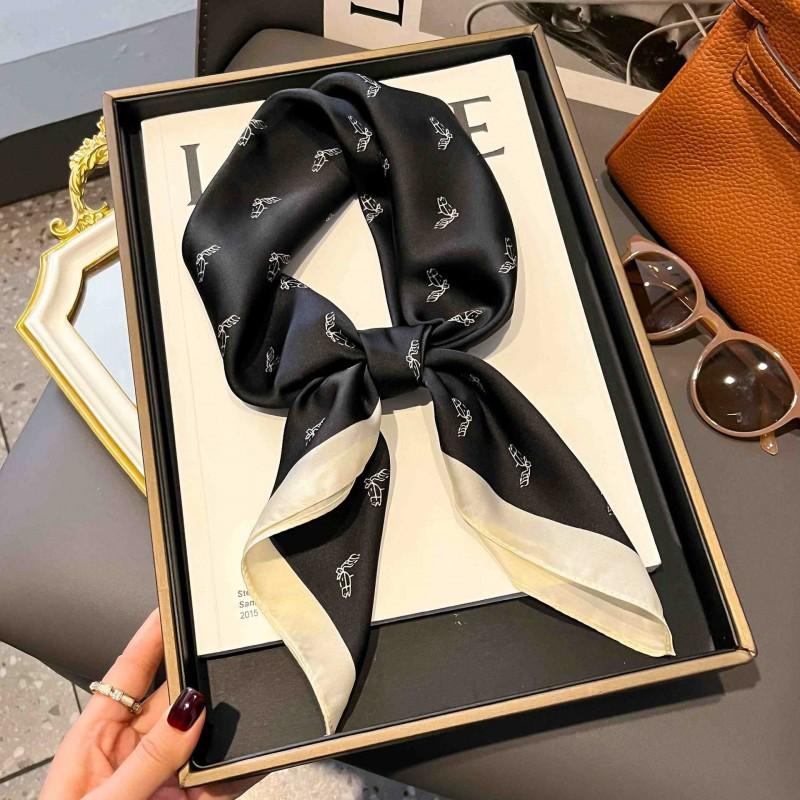 70cm Square Silk-Like Scarf Women Lightweight Fashion Accessory Office Chic Neck Wrap Stylish Print Design