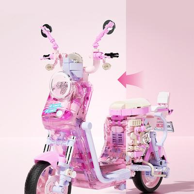 Mini Motorcycle Car Building Blocks For Kids Electric Car Assembling Model Toys Early Learning Birthday Gifts For Girls Boys