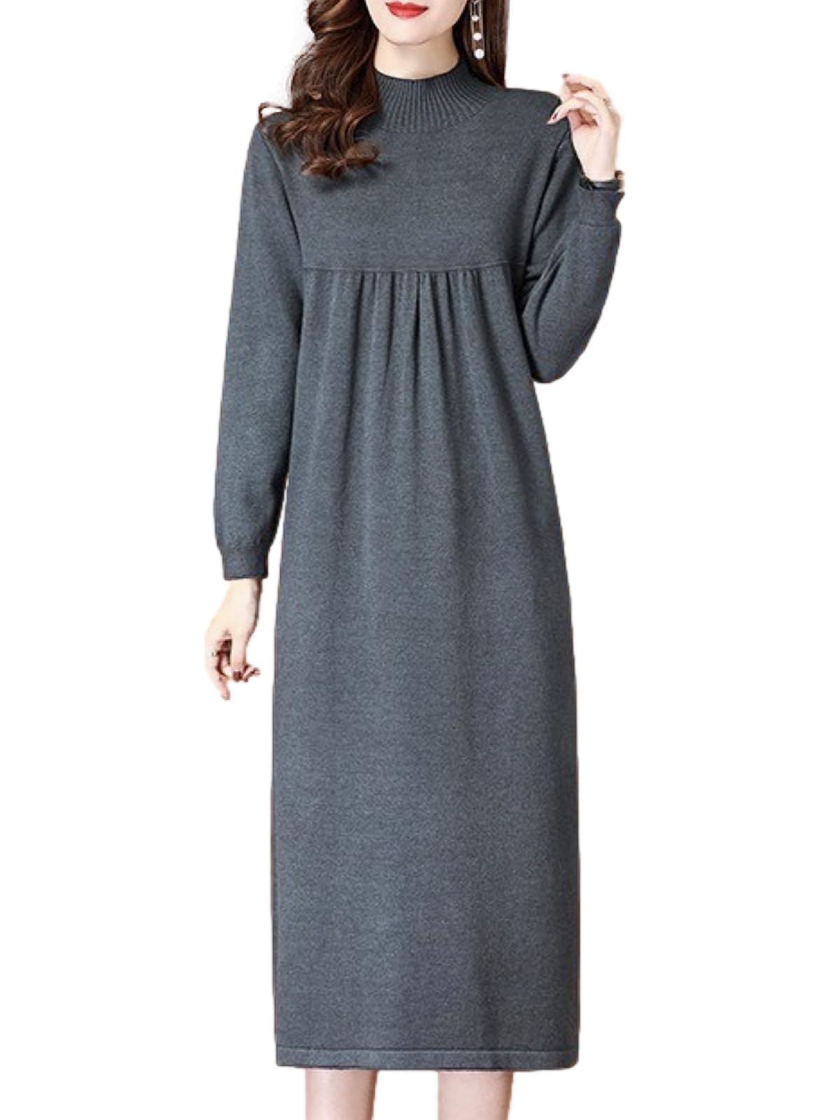 

BN1 Select Knit High Below the BN265 GRY S Women s Dress, Elegant, Fall/Winter/Spring, Neck, Knee, Gray, сірий колір