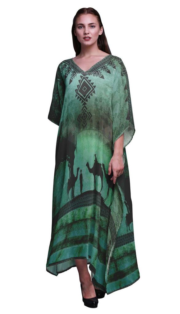 Phagun Camel Mughal Beach Kaftan Bikini Cover Up Womena    S Maxi Dress Long