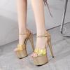 Fashion New Model Shoes Super High Heels 17CM Thin Heels Waterproof Platform Sandals Female Transparent Glass Slipper Wedding Shoes