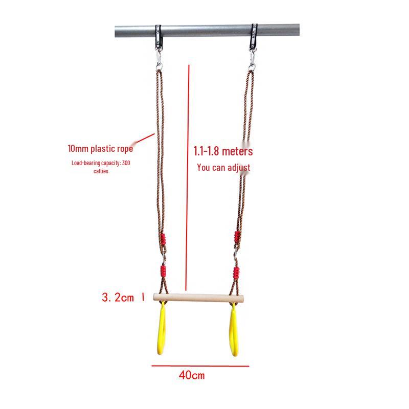 Children's Outdoor/Indoor Monkey Bar Swing with Plastic Rings and Wooden Bar